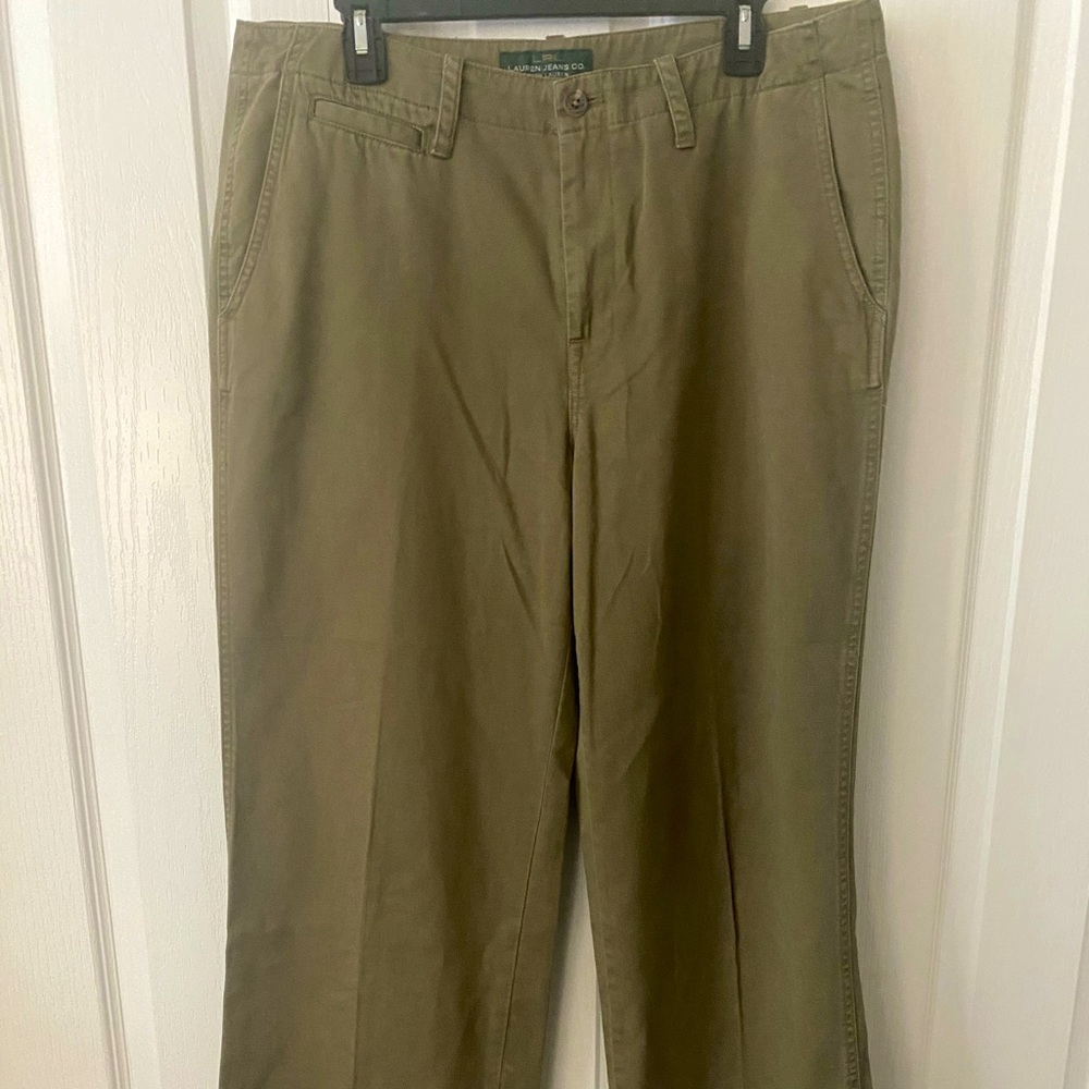 Women’s Ralph Lauren Green Chino Pants Classic Style Size 14